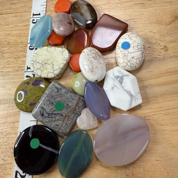 Mixed Gemstone Beads & Cabochons Crafting Lot 4.8 Oz Oval Hexagonal Shapes Polis - Picture 8 of 8